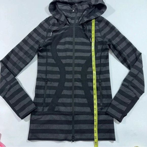 Lululemon Stride Jacket Black Micro Macro Stripe Hooded Full Zip - Picture 6 of 6